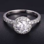 White Gold 1.03CT Round Cut Lab Diamond Halo Engagement Ring