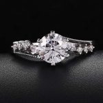 1.09CT Round Cut Lab Diamond Interlaced Shoulders White Gold Ring