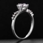 1.09CT Round Cut Lab Diamond Interlaced Shoulders White Gold Ring
