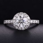 White Gold 1.03CT Round Cut Lab Diamond Halo Engagement Ring