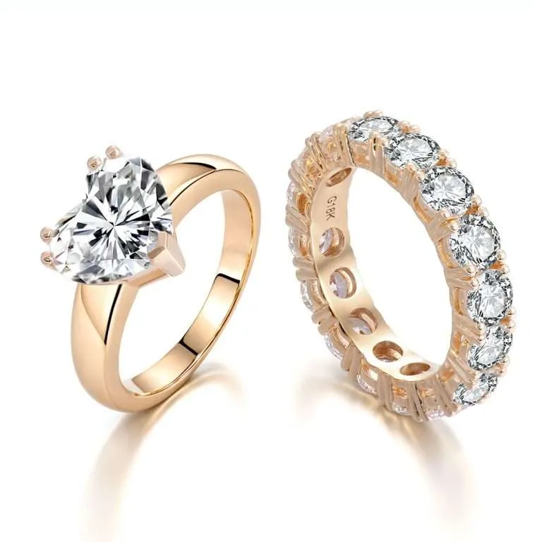 Exquisite Yellow Gold Moissanite Ring Set