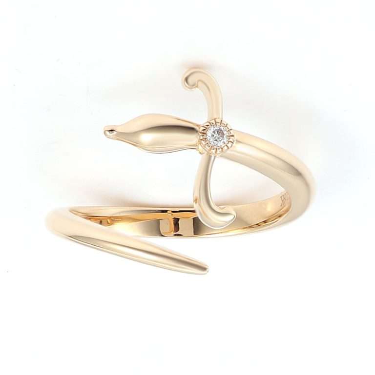 Exquisite Yellow Gold Moissanite Leaf Curl Ring