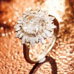 Sunflower Inspired:Yellow Gold 3CT Round Cut Moissanite Halo Ring