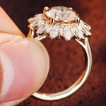 Sunflower Inspired:Yellow Gold 3CT Round Cut Moissanite Halo Ring
