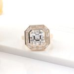Octagonal Surround:5CT Asscher Cut Moissanite Statement Ring