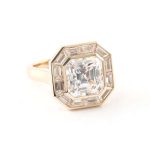 Octagonal Surround:5CT Asscher Cut Moissanite Statement Ring