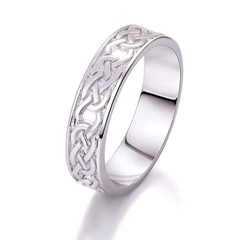 Exquisite Celtic Knot White Gold Band Ring
