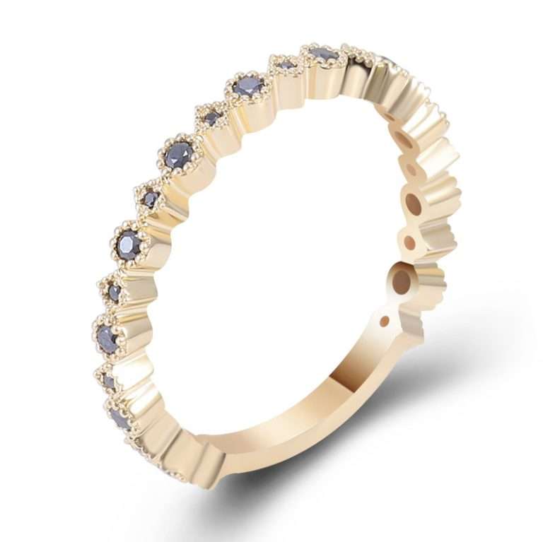 Dazzling 0.2CTW Round Cut Black Moissanite Eternity Band
