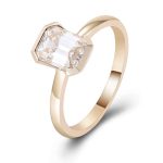 Elegant Yellow Gold Emerald Cut VVS Moissanite Ring