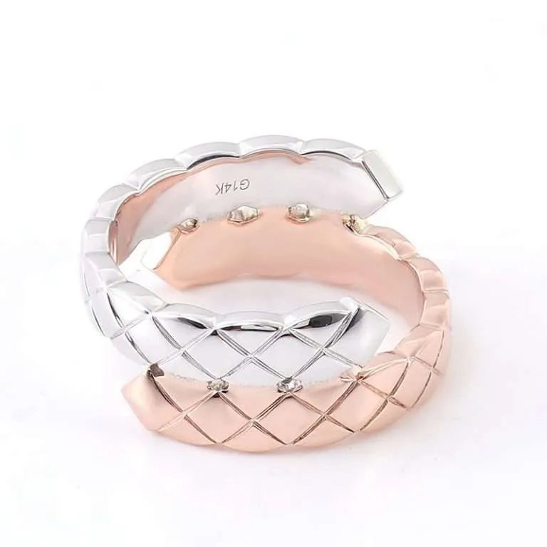 tunning Rose Gold & White Gold Weave Pattern Ring
