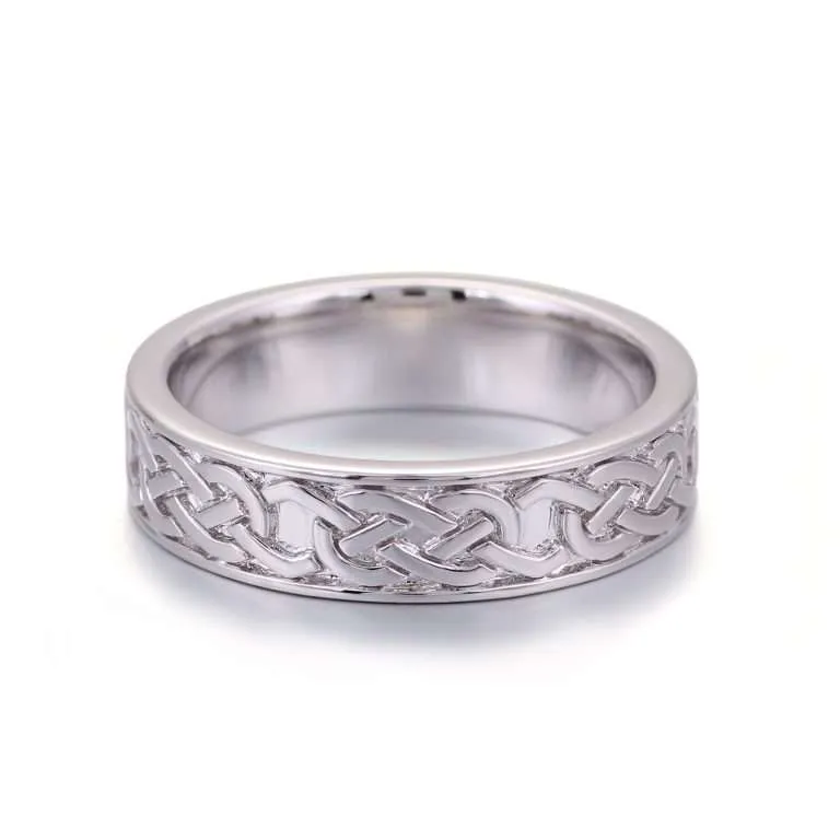 Exquisite Celtic Knot White Gold Band Ring