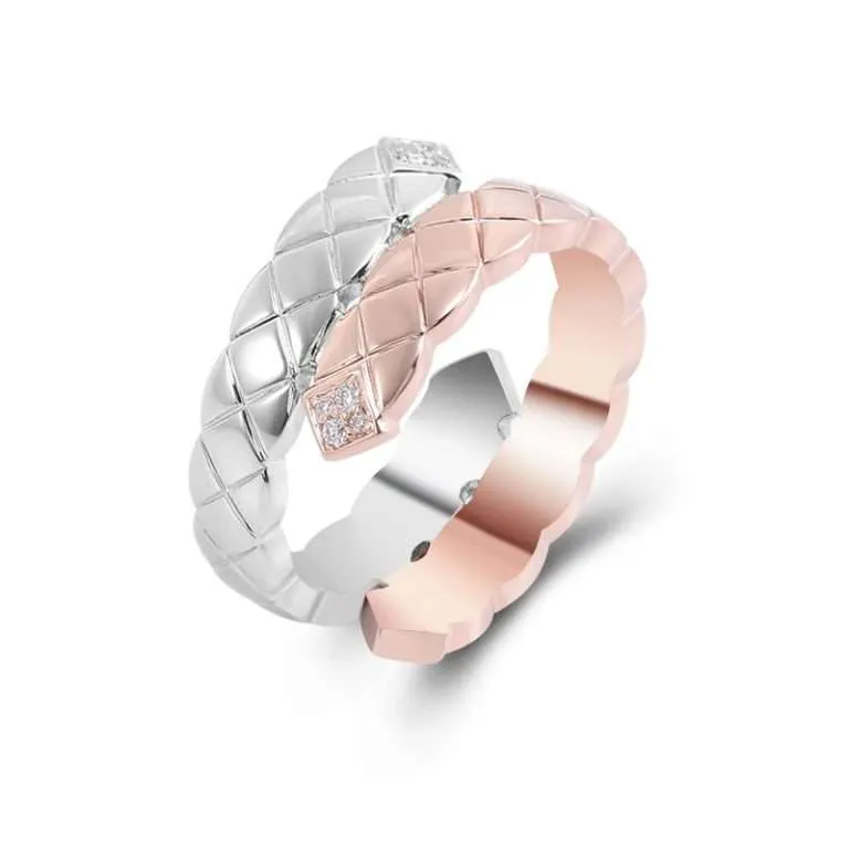 tunning Rose Gold & White Gold Weave Pattern Ring