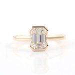 Elegant Yellow Gold Emerald Cut VVS Moissanite Ring