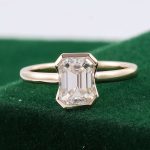 Elegant Yellow Gold Emerald Cut VVS Moissanite Ring