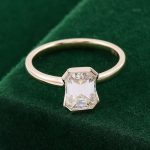 Elegant Yellow Gold Emerald Cut VVS Moissanite Ring