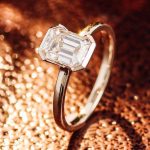 Elegant Yellow Gold Emerald Cut VVS Moissanite Ring