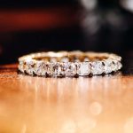 Gorgeous Yellow Gold Cushion Cut Moissanites Eternity Band