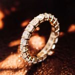 Gorgeous Yellow Gold Cushion Cut Moissanites Eternity Band