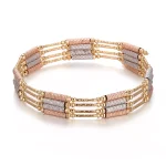 18K Yellow Gold Magnetic Necklace | Magnetic Convertible Necklace-Bracelet with Layered Bead Sculpture​