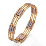 18K Yellow Gold Magnetic Necklace | Magnetic Convertible Necklace-Bracelet with Layered Bead Sculpture​
