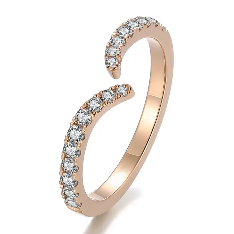Open-Ended Moissanite Ring | Ring with Circular Round-Cut Border​