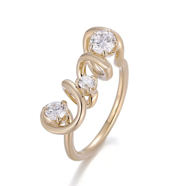 Trio Twisted Moissanite Ring | 0.9ctw Triple Round Moissanitewith Four-Prong Setting​
