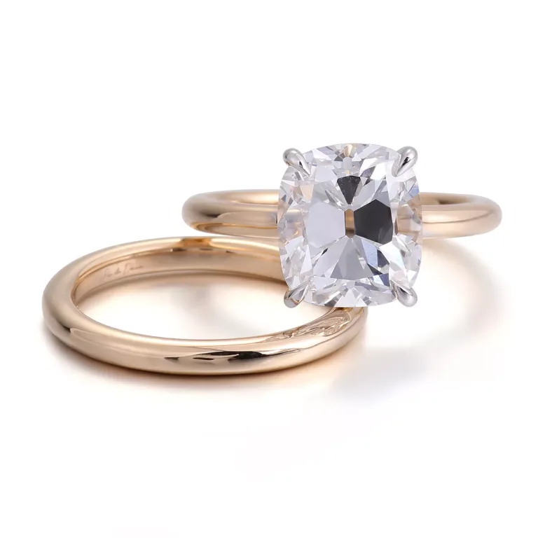 Cushion Prism Solitaire Ring | Moissanite Solitaire with Layered Light Channels & Minimalist Band Pairing​