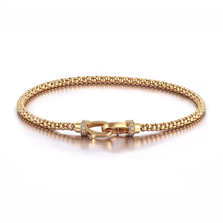 Diamond Chain Bracelet | 18K Yellow Gold Chain with Round-Cut Lab Diamond Clasp
