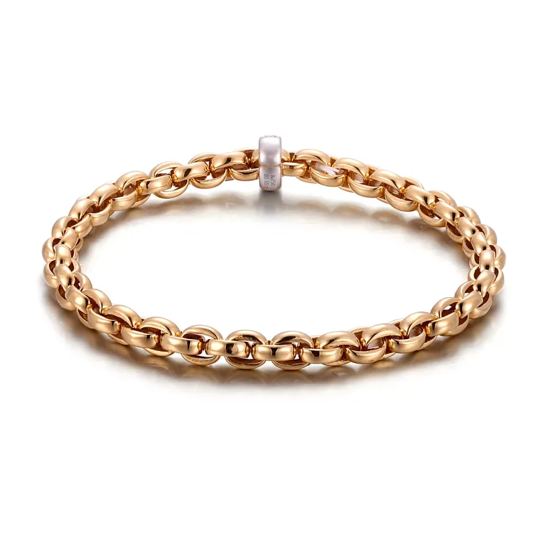 Diamond Chain Bracelet | 18K Yellow Gold Beaded Chain with Round-Cut Lab Diamond Clasp
