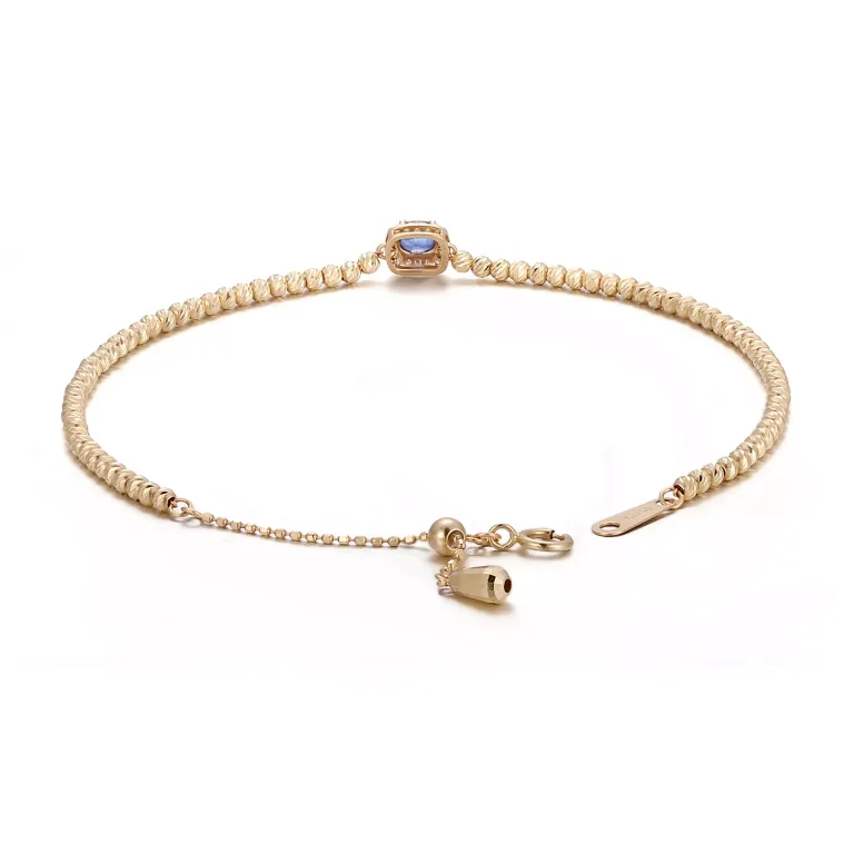 18K Yellow Gold Bracelet with Lab Gemtone & Lab Diamond