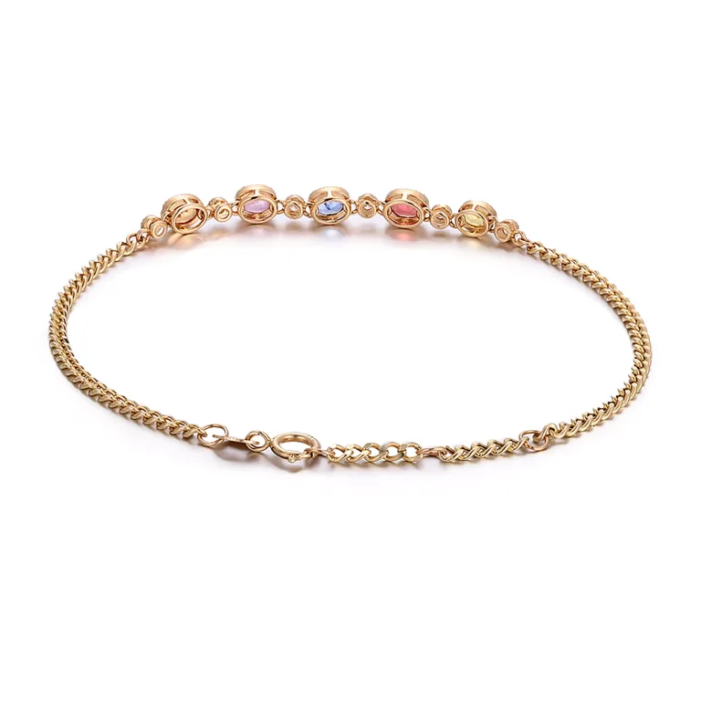 Rainbow Spectrum Bracelet | 18K Bracelet with Multi-Gemstone & Round Lab Diamond Accents