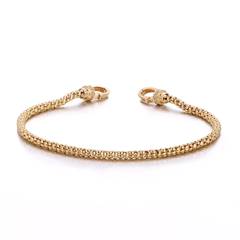 Diamond Chain Bracelet | 18K Yellow Gold Chain with Round-Cut Lab Diamond Clasp