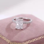 Radiant-Cut Moissanite Ring | Hidden Halo Moissanite Ring with Precision Radiant Cut
