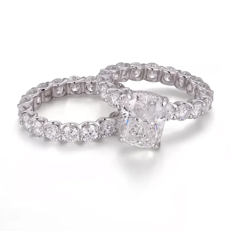 Hidden Halo Moissanite Ring | Cushion-Cut Moissanite with Moissanite Light Collar​