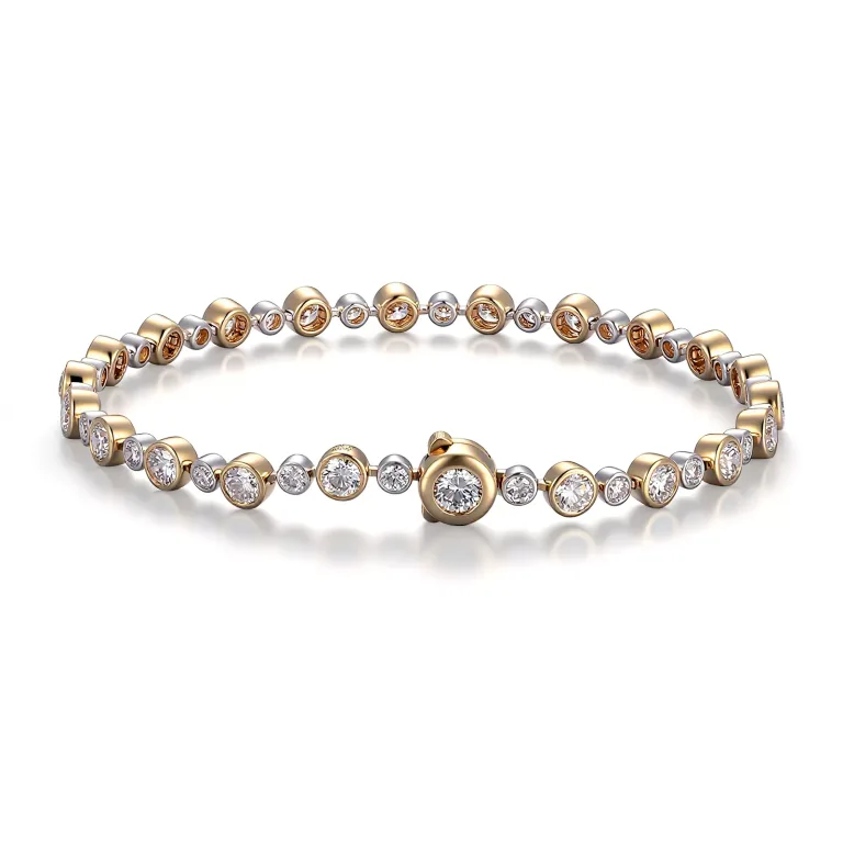 Dual-Tone Radiance Bracelet | 18K Bracelet with Alternating 3.3ctw Round-Cut Lab Diamond