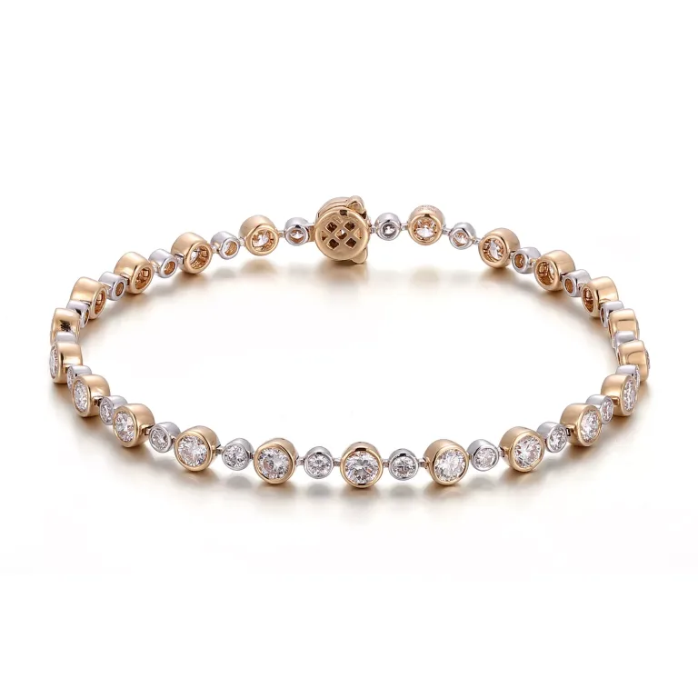 Dual-Tone Radiance Bracelet | 18K Bracelet with Alternating 3.3ctw Round-Cut Lab Diamond