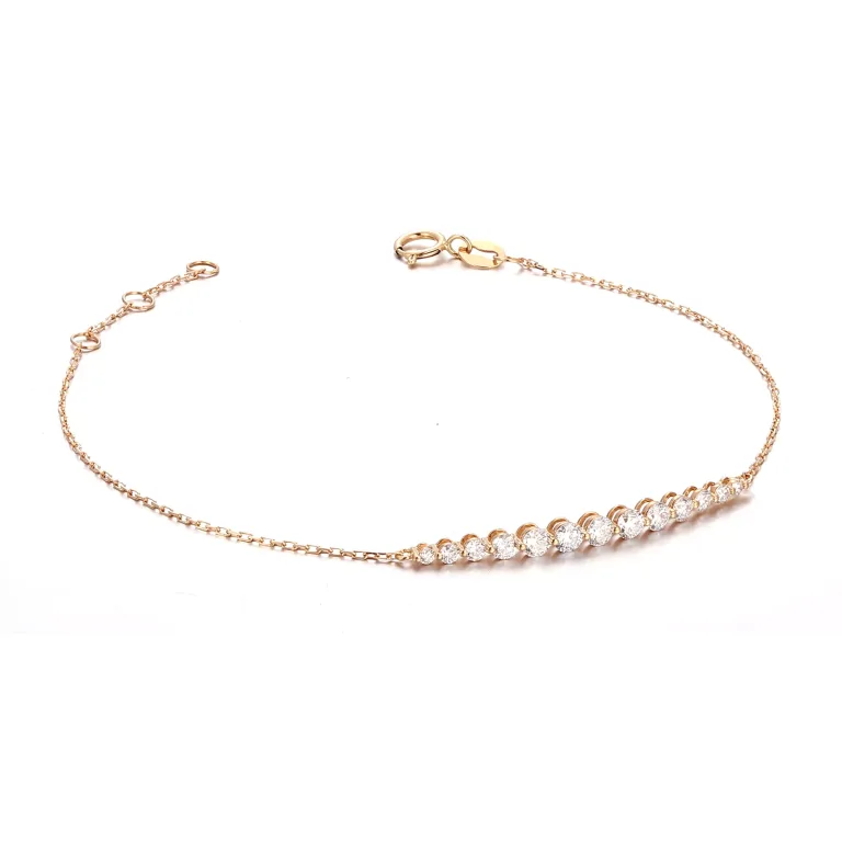 Diamond Radiance Bracelet | 18K Yellow Gold Chain with Graduated Round-Cut Lab Diamonds​