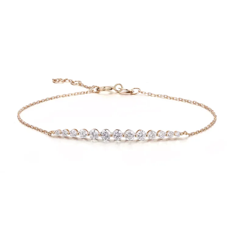 Diamond Radiance Bracelet | 18K Yellow Gold Chain with Graduated Round-Cut Lab Diamonds​