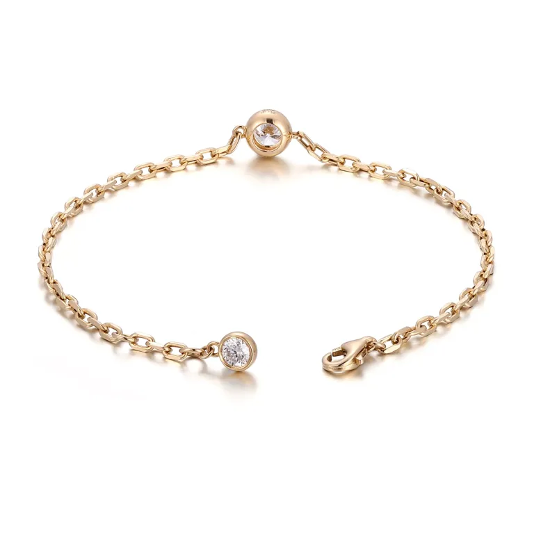 Celestial Line Bracelet | 18K Yellow Gold Lab diamond Bracelet with Round-Cut Lab Diamond Accents