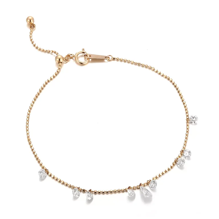 Golden Cascade Bracelet | 1.15ctw Pear-Cut Lab Diamond Bracelet in 18K Yellow Gold with Adjustable Chain