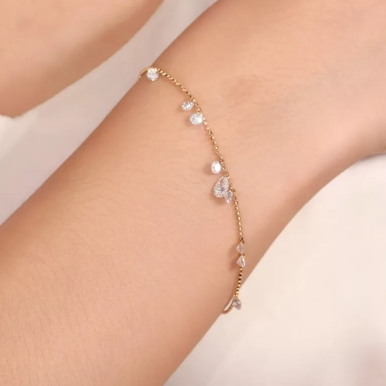 Golden Cascade Bracelet | 1.15ctw Pear-Cut Lab Diamond Bracelet in 18K Yellow Gold with Adjustable Chain