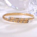 Serpentine Radiance Bracelet | 18K Yellow Gold Snake-Link Bracelet with Round-Cut Lab Diamonds