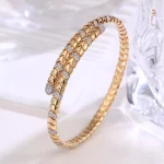 Serpentine Radiance Bracelet | 18K Yellow Gold Snake-Link Bracelet with Round-Cut Lab Diamonds