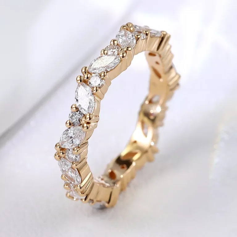Marquise Eternal Light Ring | Moissanite Marquise-Cut Eternity Ring with Accent Moissanite
