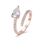 Pear-Cut Moissanite Ring with Round Moissanite and Open-Shank Design