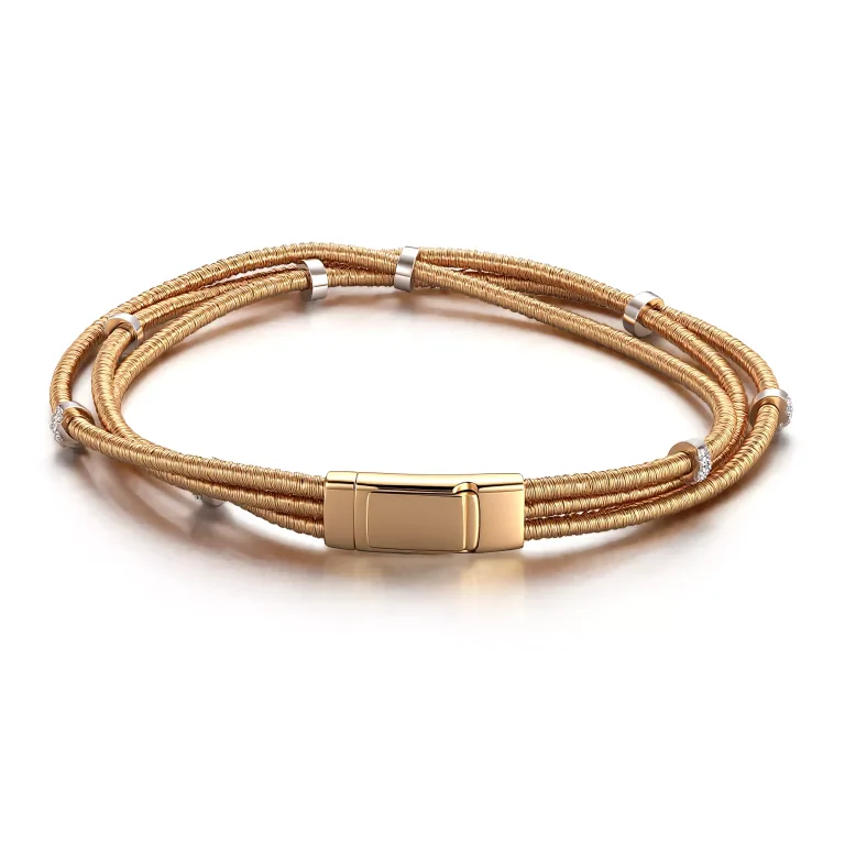 Woven Radiance Bracelet | 18K Yellow Gold Woven Cable Bracelet with Lab Diamond Accents