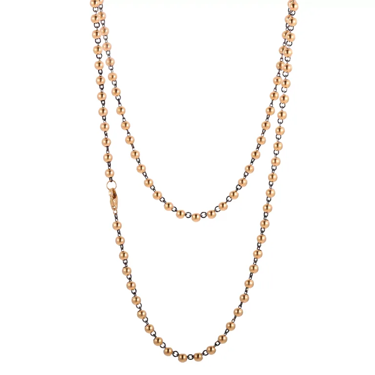 Beaded Elegance Necklace | 18K Yellow Gold Two-Strand Beaded Chain with Contrasting Accents