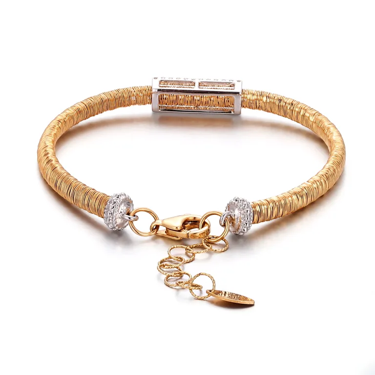 Golden Diamond Bracelet | 18K Yellow Gold Coiled Chain with Lab Diamond Frame​