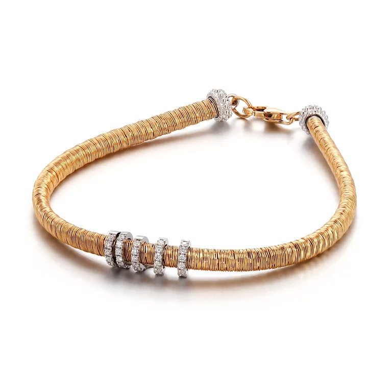 Rope Radiance Bracelet | 18K Yellow Gold Rope Chain with Round-Cut Lab Diamond Accents
