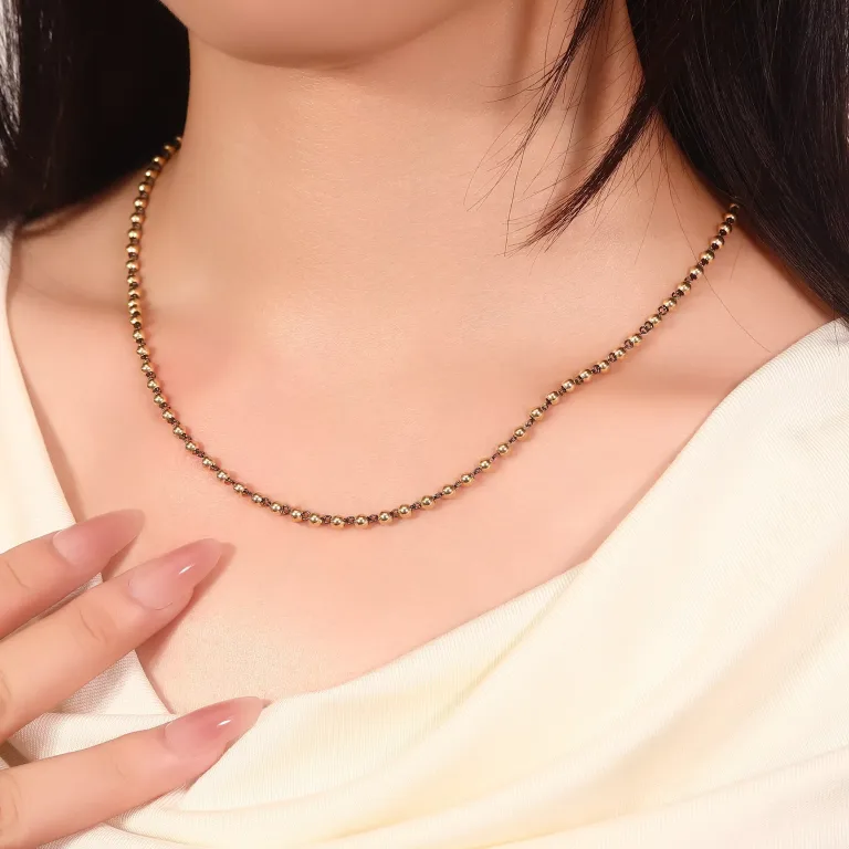 Beaded Elegance Necklace | 18K Yellow Gold Two-Strand Beaded Chain with Contrasting Accents